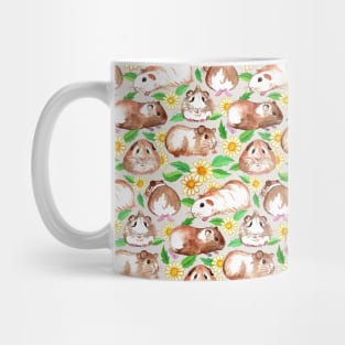 Guinea Pigs and Daisies in Watercolor Mug